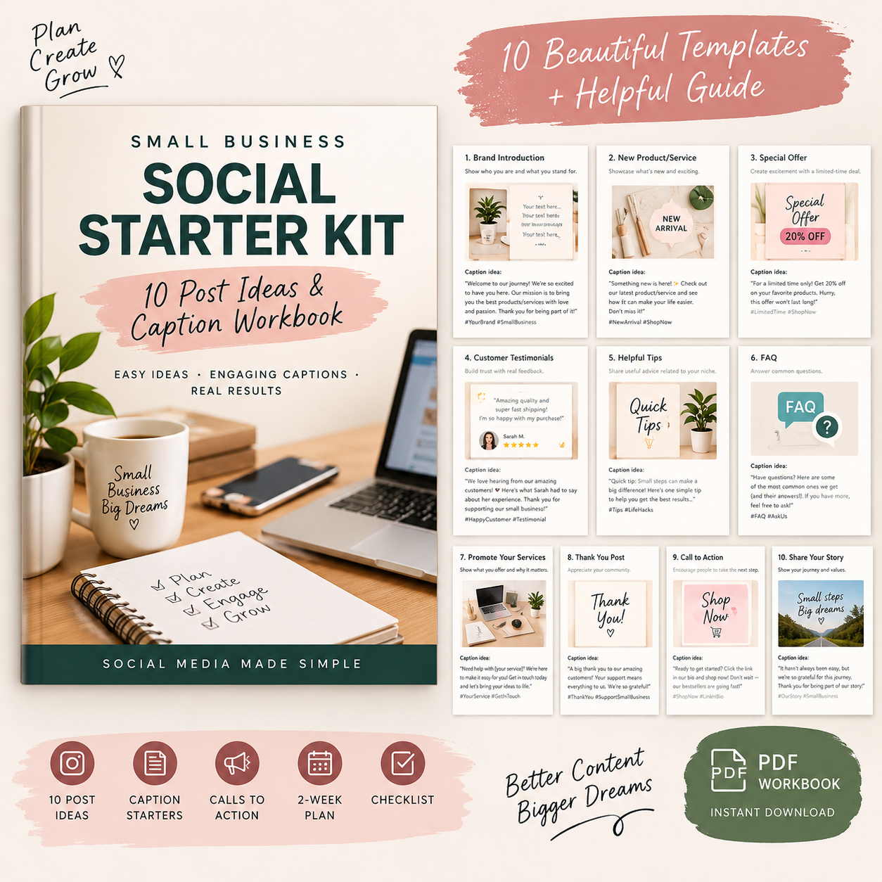 Small Business Social Starter Kit — 10 Post Ideas & Caption Workbook